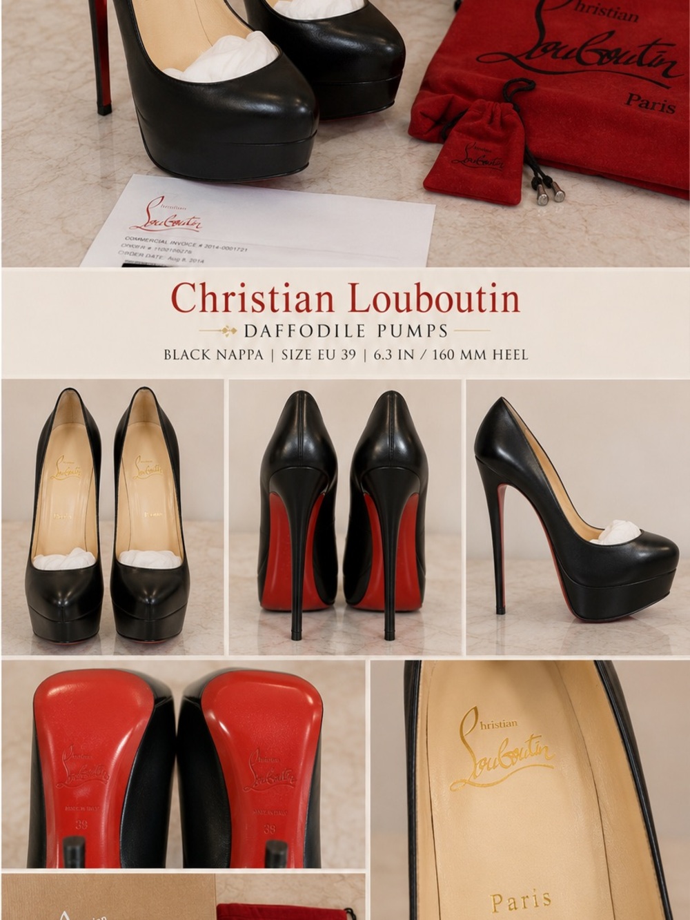 Christian Louboutin Daffodile 160 Black Nappa Platform Pumps | EU 39 | NIB